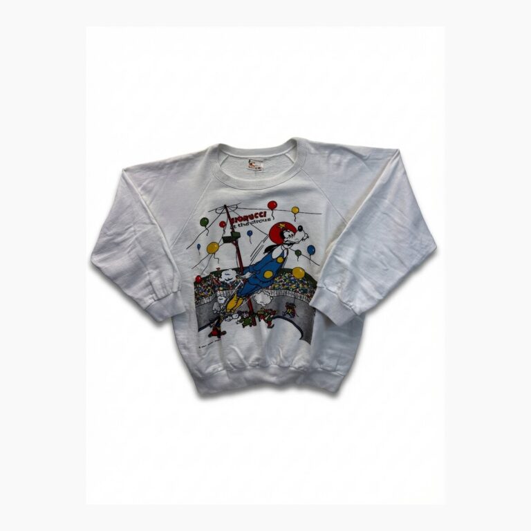 Felpa Vintage 80s Fiorucci Disney Pippo Circo Bianca